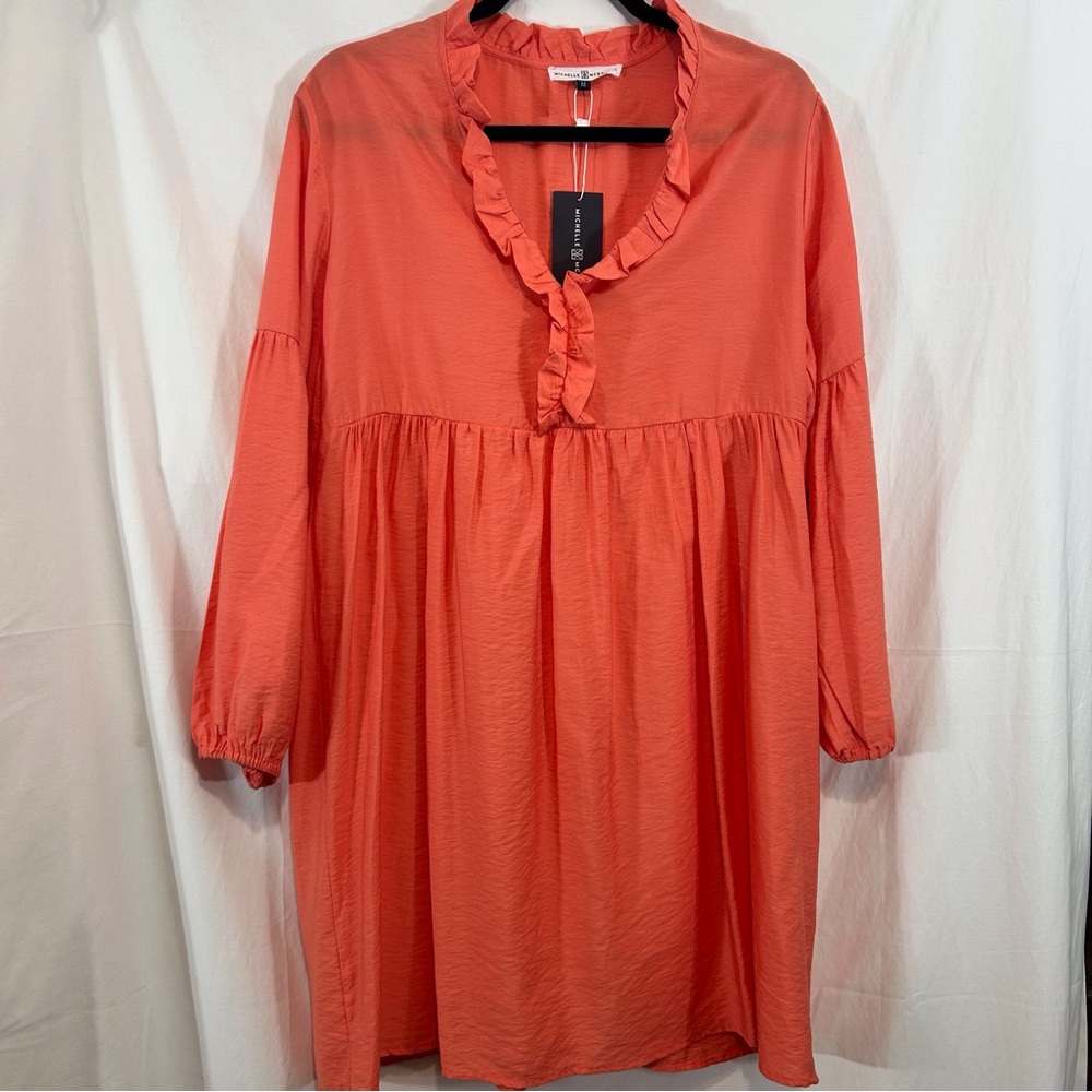 NWT Michelle McDowell Long Sleeves Orange Babydoll Dress Size‎ M